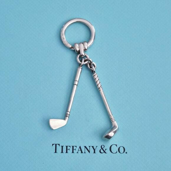 RARE Vintage Tiffany & Co. Sterling Silver Golf Club Key Ring Keychain